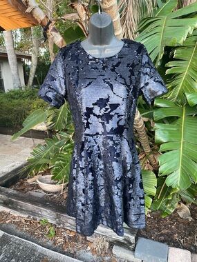 J by JOA blue velvet and sequin dress